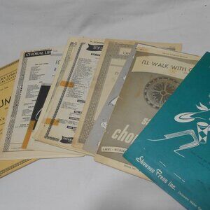 VTG LOT RARE PIANO SHEET MUSIC I'LL WALK WITH GOD, DEEP PURPLE, AUTUMN LEAVES, &